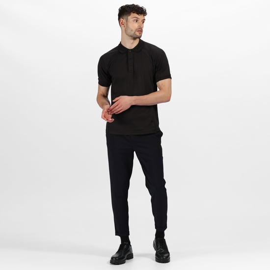 Regatta Professional Mens Coolweave Short Sleeve Polo Shirt (Black)