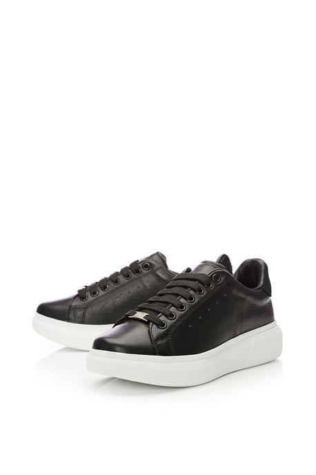 'Bridgette' Black Leather Trainers
