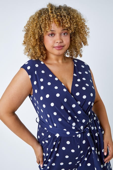 Curve Spot Print Wrap Jumpsuit