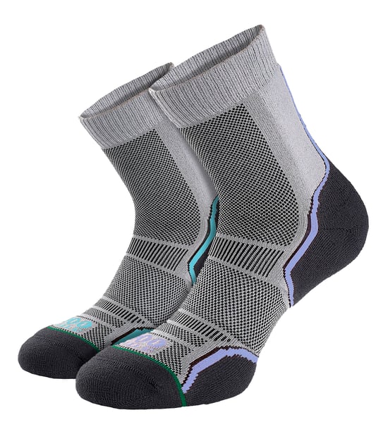 1000 Mile - 2 Pack Ladies Trail Single Layer Moisture Wicking Merino Wool Socks - Grey - Image 1