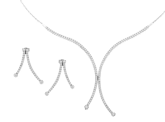 Orphelia Dames 925 Sterling Zilveren Set: Ketting + Oorbellen - Zilver SET-066 - Image 1