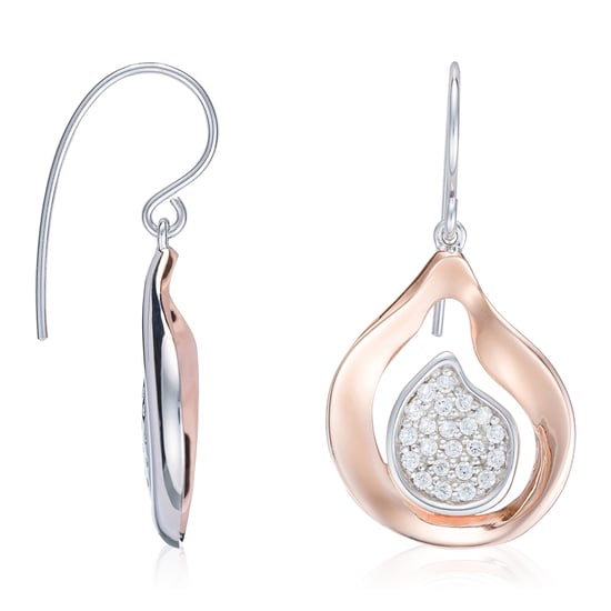 Orphelia Women's 925 Sterling Silver Drop Earrings - Silver/Rose ZO-5194 - Image 4