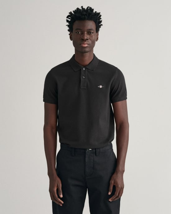 GANT Mens Slim Fit Short Sleeve Shield Logo Pique Polo