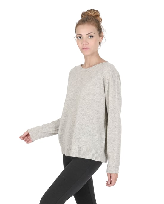 Crown Of Edinburgh Cashmere Dames Oversized Boothals Trui Coe 008 Grijs Melange - Image 2