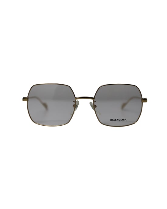 Balenciaga BB0090O 003 Fyrkantiga Solglasögon i Guldmetall - Image 1