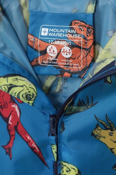 Mountain Warehouse Childrens/Kids Puddle Dinosaur Rain Suit (Blue)