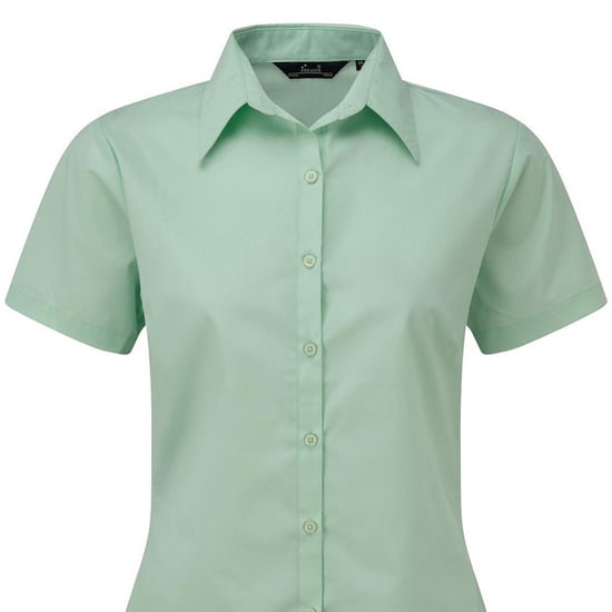 Premier Popeline blouse met korte mouwen / Gewoon werkoverhemd (Aqua) - Image 2