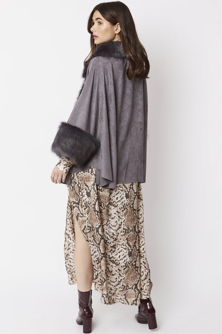 Faux Fur Faux Suede Cape