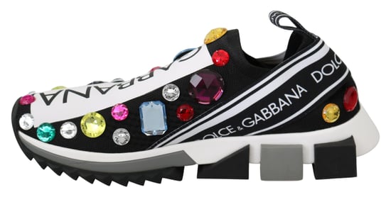 Dolce & Gabbana Kvinnors Svart Flerfärgad Kristall Sneakers Skor - Image 5