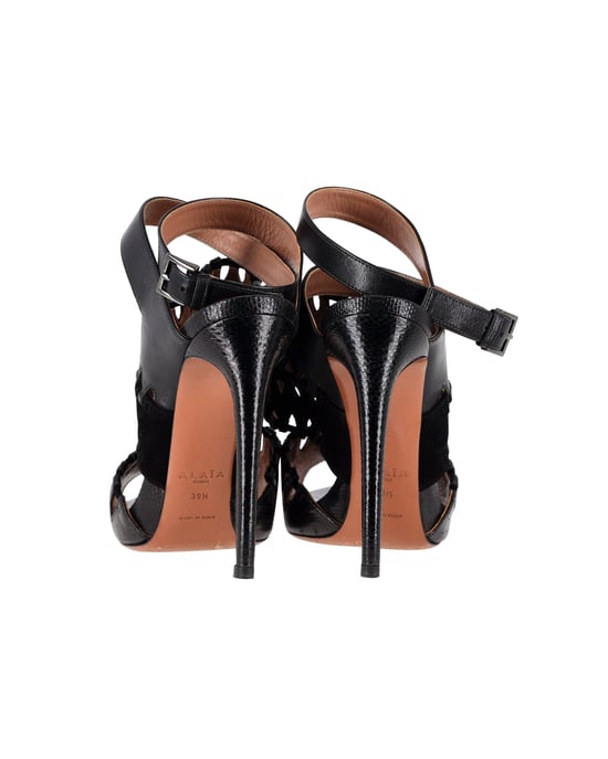 AlaÏa Cut Out Ankle-Strap Sandals in Black Leather - Image 4