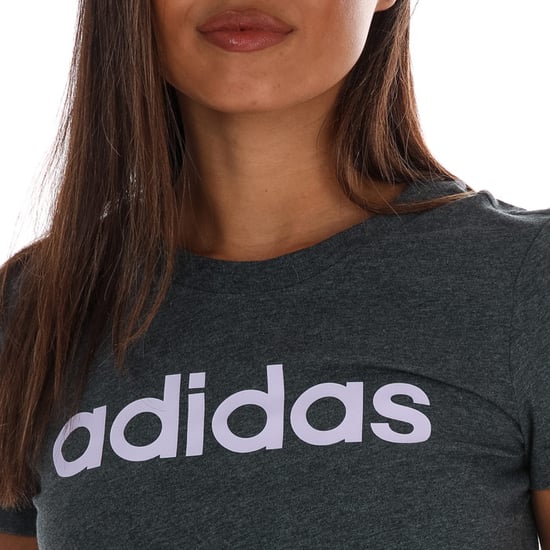 Women's adidas Essentials Linear Slim T-Shirt in Charcoal Marl