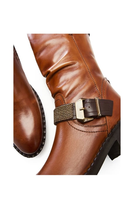 'Elsee' Tan Leather Ankle Boots