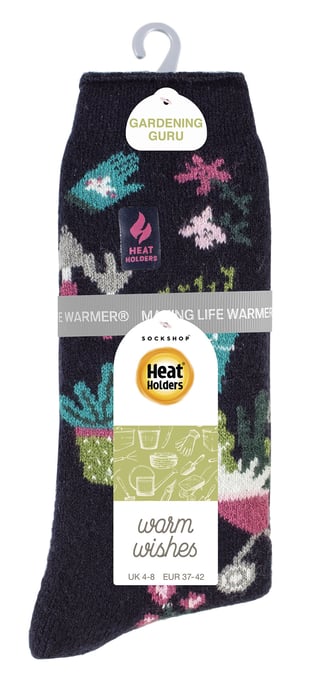 Womens Fun Hobby Socks | Heat Holders Lite | Novelty Winter Fleece Lined Thermal Socks - Green Fingers - Image 2