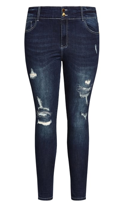 CITY CHIC Women's Asha Sassy Rips Jean - dark denim