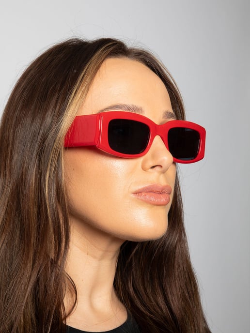 Chunky Rectangle Sunglasses in Red
