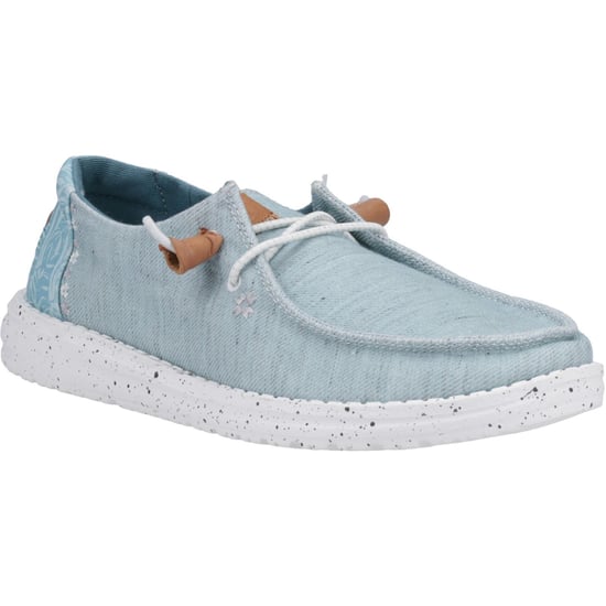 HEYDUDE Wendy Heathered Slub Tropical Kvinnors Blå Loafers - Image 1