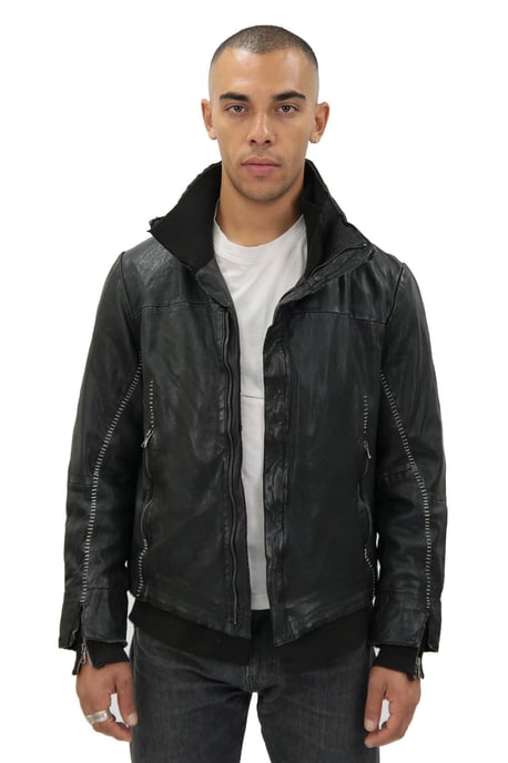 Mens Handstitched Leather Biker Jacket-Tansen