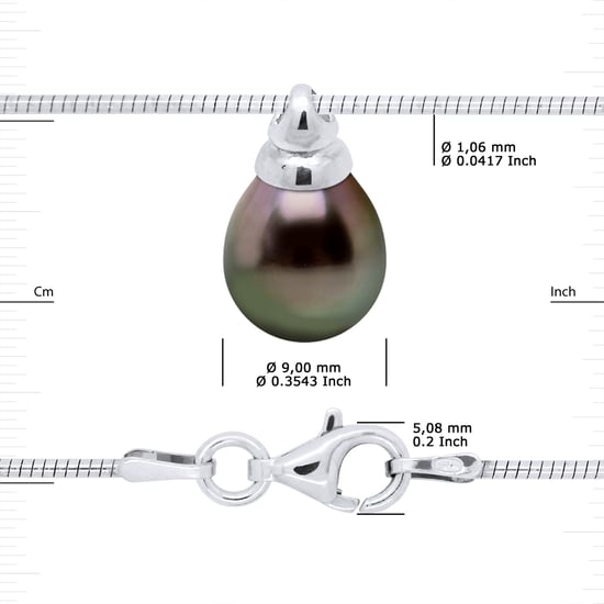 DIADEMA - Necklace - Omega - Tahitian Pearl - Silver