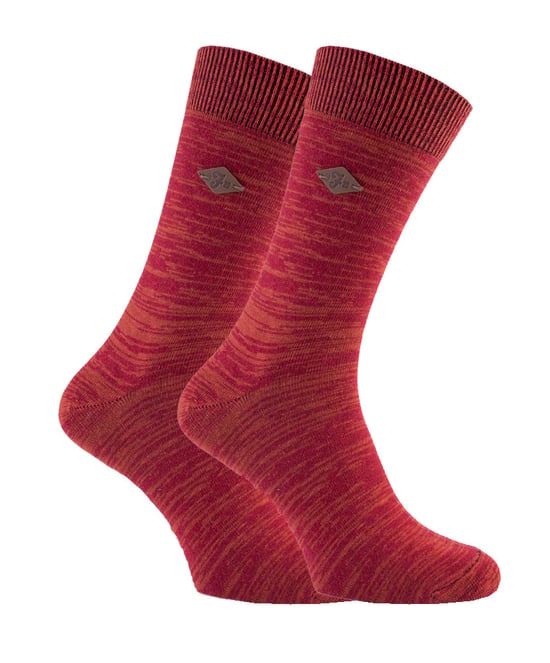 Farah - 2 Pairs Mens 1920 Bright Colour Luxury Cotton Thin Casual Crew Socks - FNS008RDAP - Image 1
