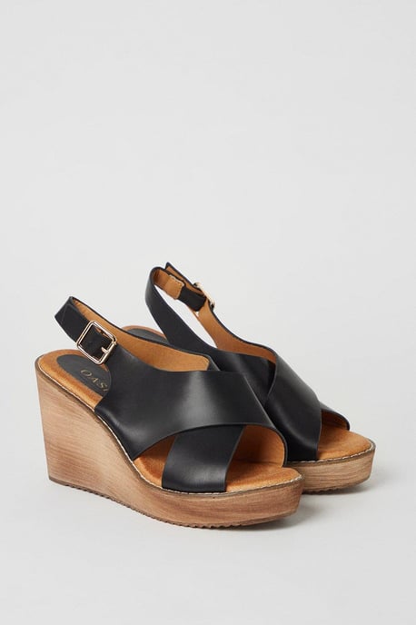 Kenton Wood Effect High Cross Strap Wedges