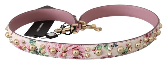 Dolce & Gabbana Pink Bloem Leather Stud Accessoire Schouder damesriem - Image 3