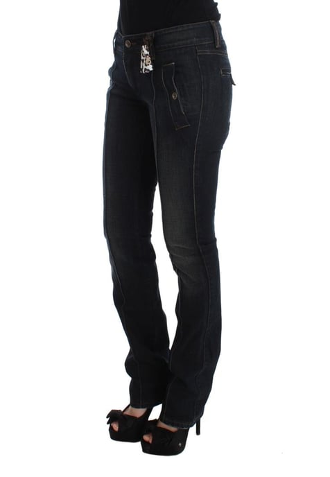 Ermanno Scervino Women's Blue Wash Cotton Slim Fit Jeans