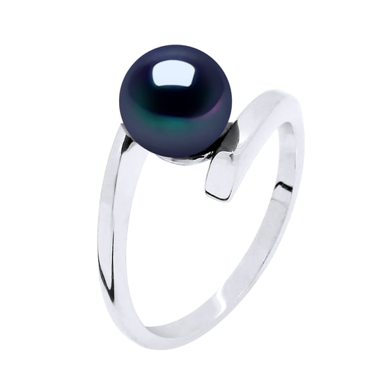 DIADEMA - Ring CROSS Real Freshwater Pearls - Black Tahitian Style