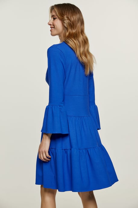 Royal Blue Jersey Tiered Dress