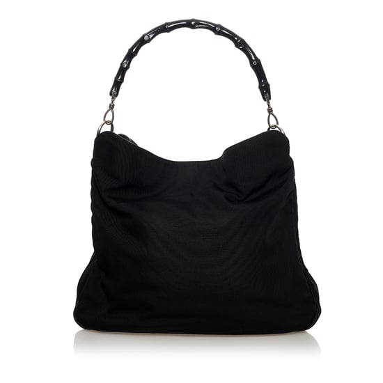 Vintage Gucci Bamboo Canvas Satchel Black - Image 3