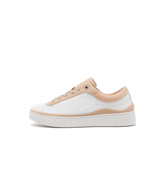 Tommy Hilfiger Kvinnors Elevated Leather Cupsole Sneakers - Vit & Rosa - Image 2