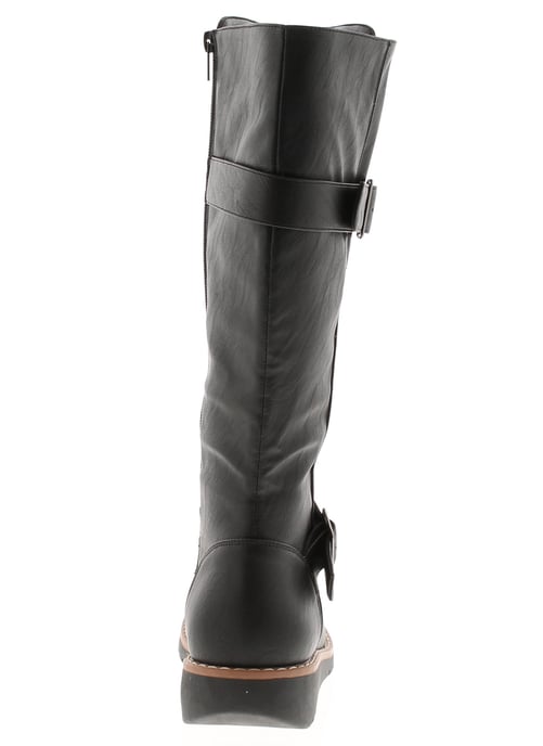Platino Womens Long Boots Weft Zip black