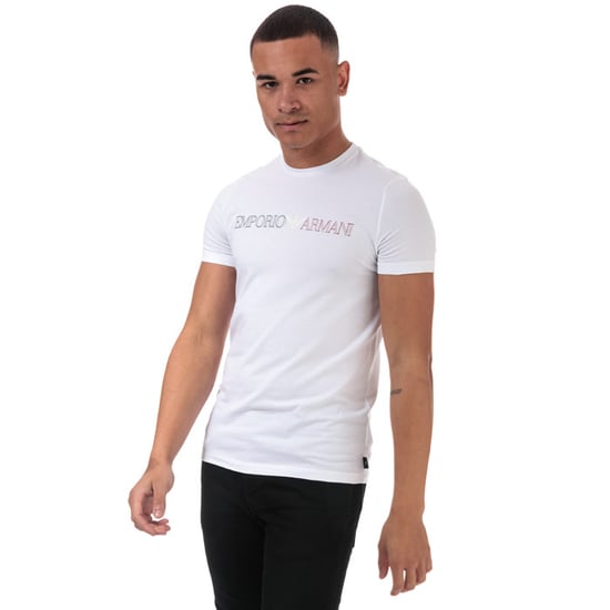 Men's Armani Line Logo T-Shirt in White
