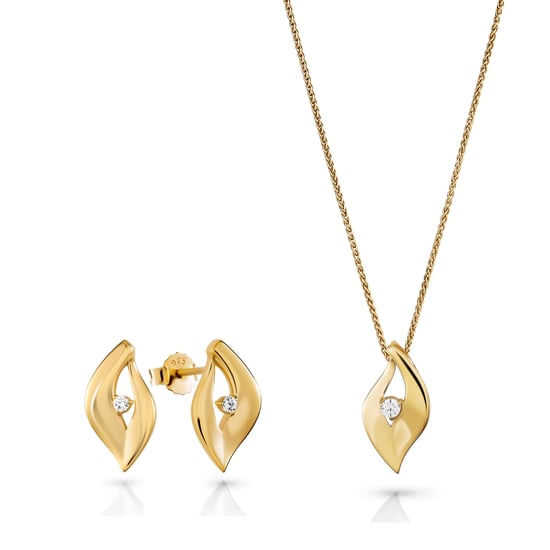 Orphelia 'Milan' Women's 925 Sterling Silver Set: Chain-Pendant + Earrings - Gold SET-7519/G - Image 1
