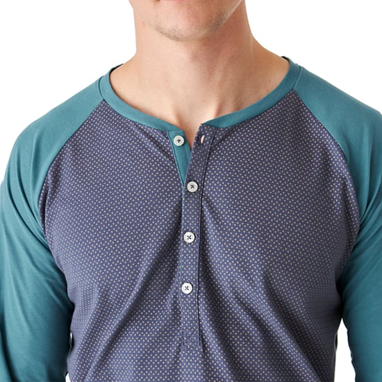 JJB12 Men's Long Sleeve Round Neck Cotton Pajamas