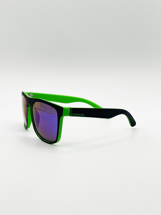 Matte Wayfarer Sunglasses with Case - Polarised With Blue Mirrored Lens - Image 3