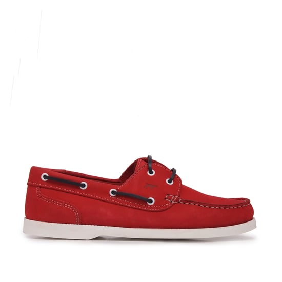 Men's Leather Boat Shoes in Red