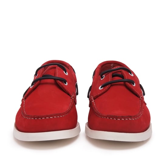 Men's Leather Boat Shoes in Red