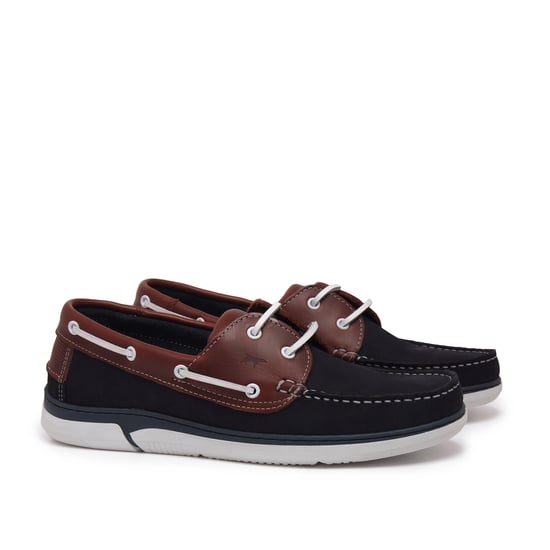 Men's Leather Boat Shoes in Navy