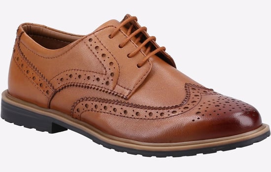 Hush Puppies Verity Leren Damesschoenen In Het Zandkleurige Brogue Model - Image 2