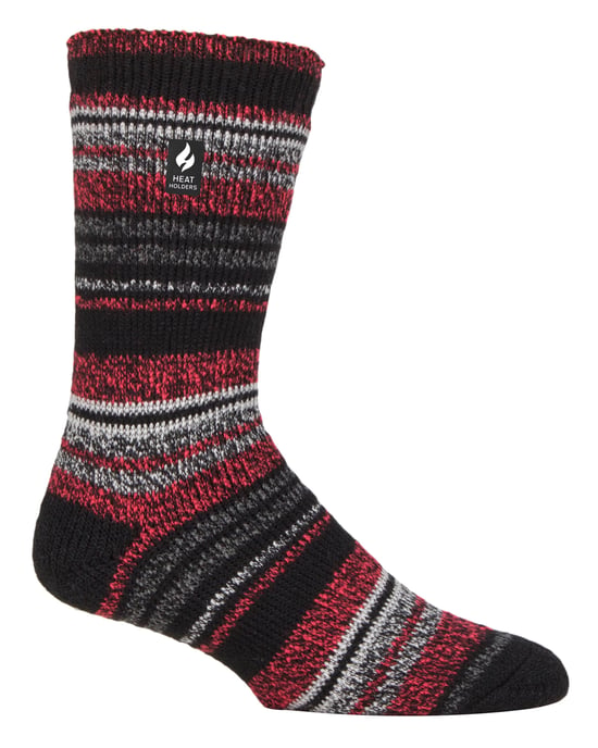 Heat Holders - Herr Extra Tjocka Termosockor för Vintern | Varm Fuzzy Fleecesockor med Isolering | Presenter för Män - Svart (Bari) - Image 1