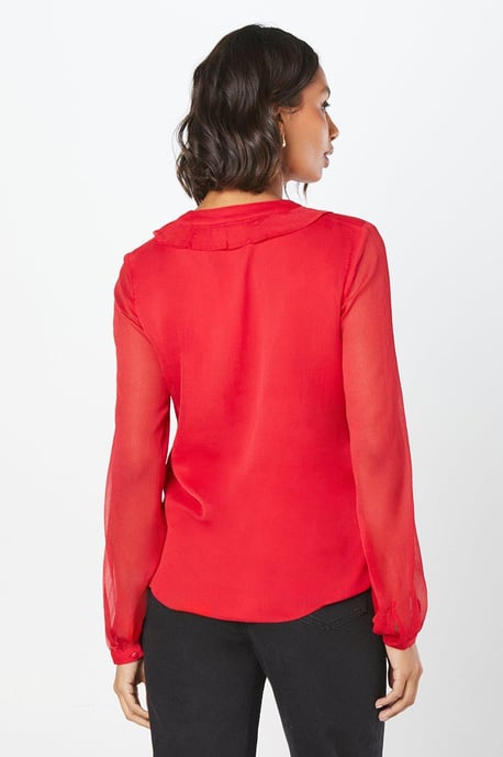 Chiffon Ruffle Long Sleeve Blouse