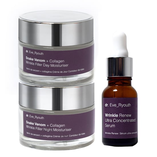 Snake Venom + Collagen Wrinkle Filler Day Moisturiser 50ml + Snake Venom + Collagen Wrinkle Filler Night Moisturiser 50ml + Wrinkle Renew Ultra Concentrated Serum 15ml