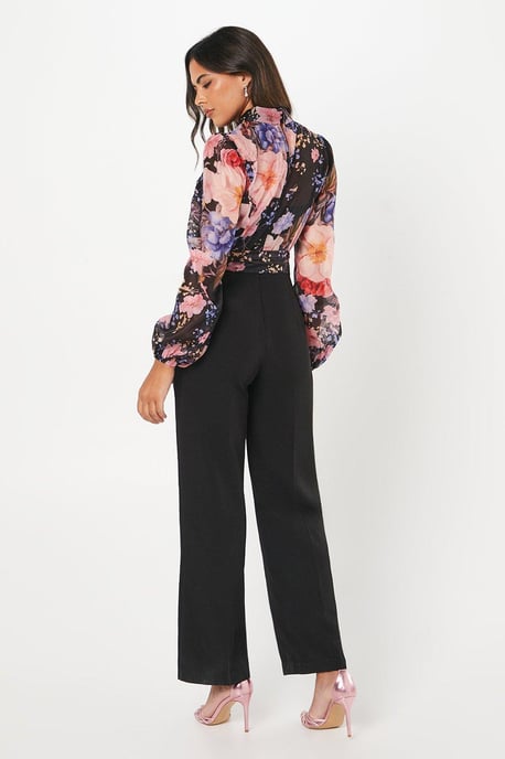 Blouson Sleeve Pintuck Detail Wide Leg Jumpsuit