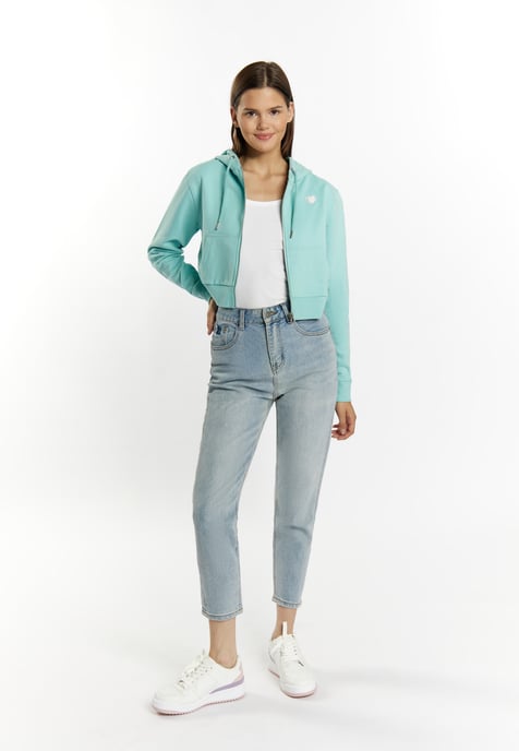 Mymo Bijgesneden hoodie met rits Dames aqua - Image 2