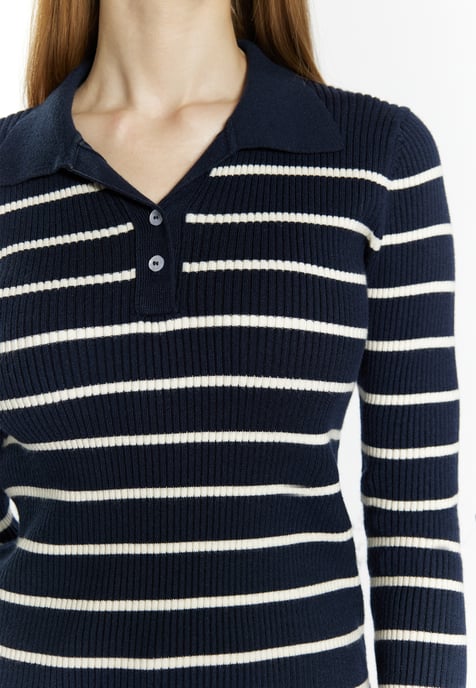 Dreimaster Knitted pullover women marine wool white - Image 5