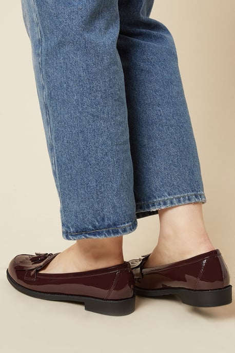 Dorothy Perkins Womens Loafer Flats Red Faux Leather Day to Night Spring Summer - Image 4