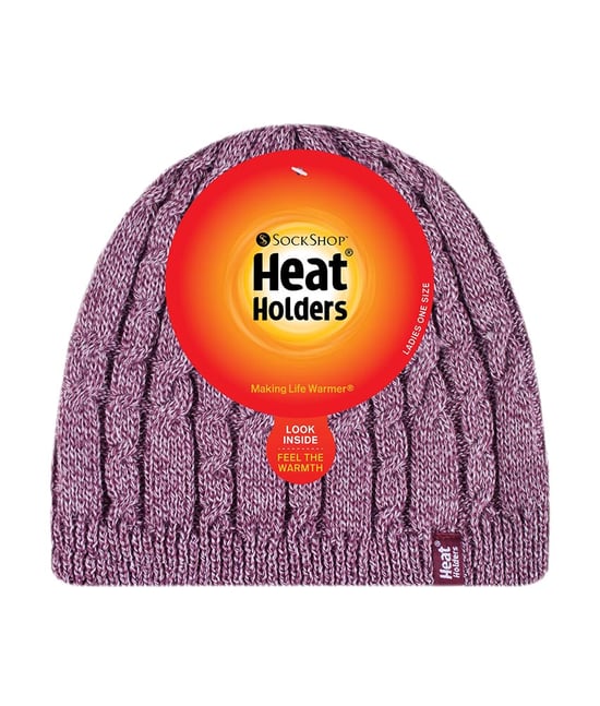 Womens Ribbed Cable Knit Fleece Lined Thermal Knitted Beanie Hat - Image 2