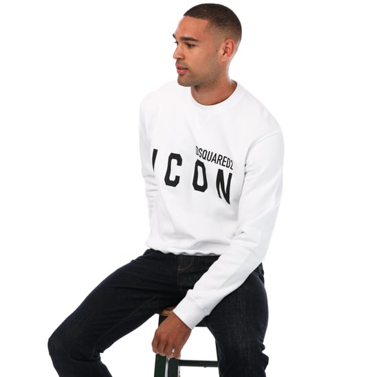 Dsquared2 Witte Sweatshirt Met Groot Logo En Cool Zwart Icoon - Image 4