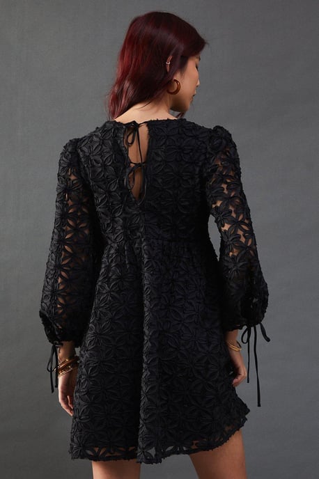 Flower Tissue Organza Smock Mini Dress - Image 3