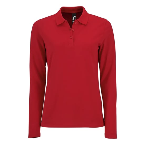SOLS Dames/Dames Perfect Pique Poloshirt met Lange Mouwen (Rood) - Image 1